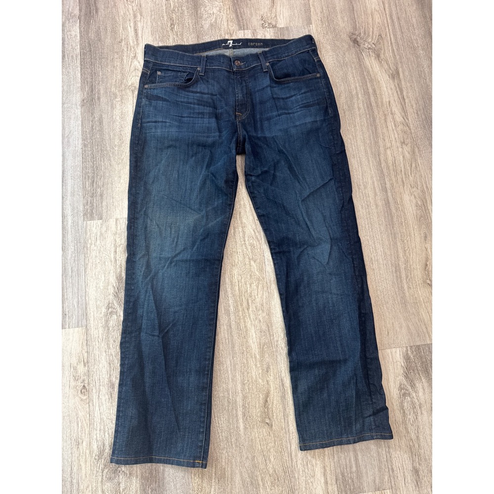 7 For All Mankind Carsen‎ Mens Straight Leg Dark Wash Jeans Blue Size 36x33